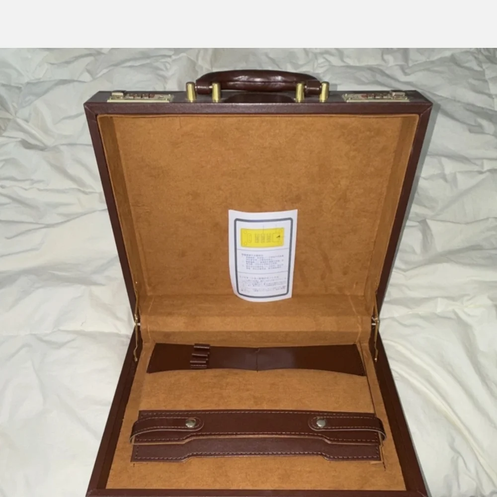 Travis Scott Brown Leather Briefcase with Black Signature Accent